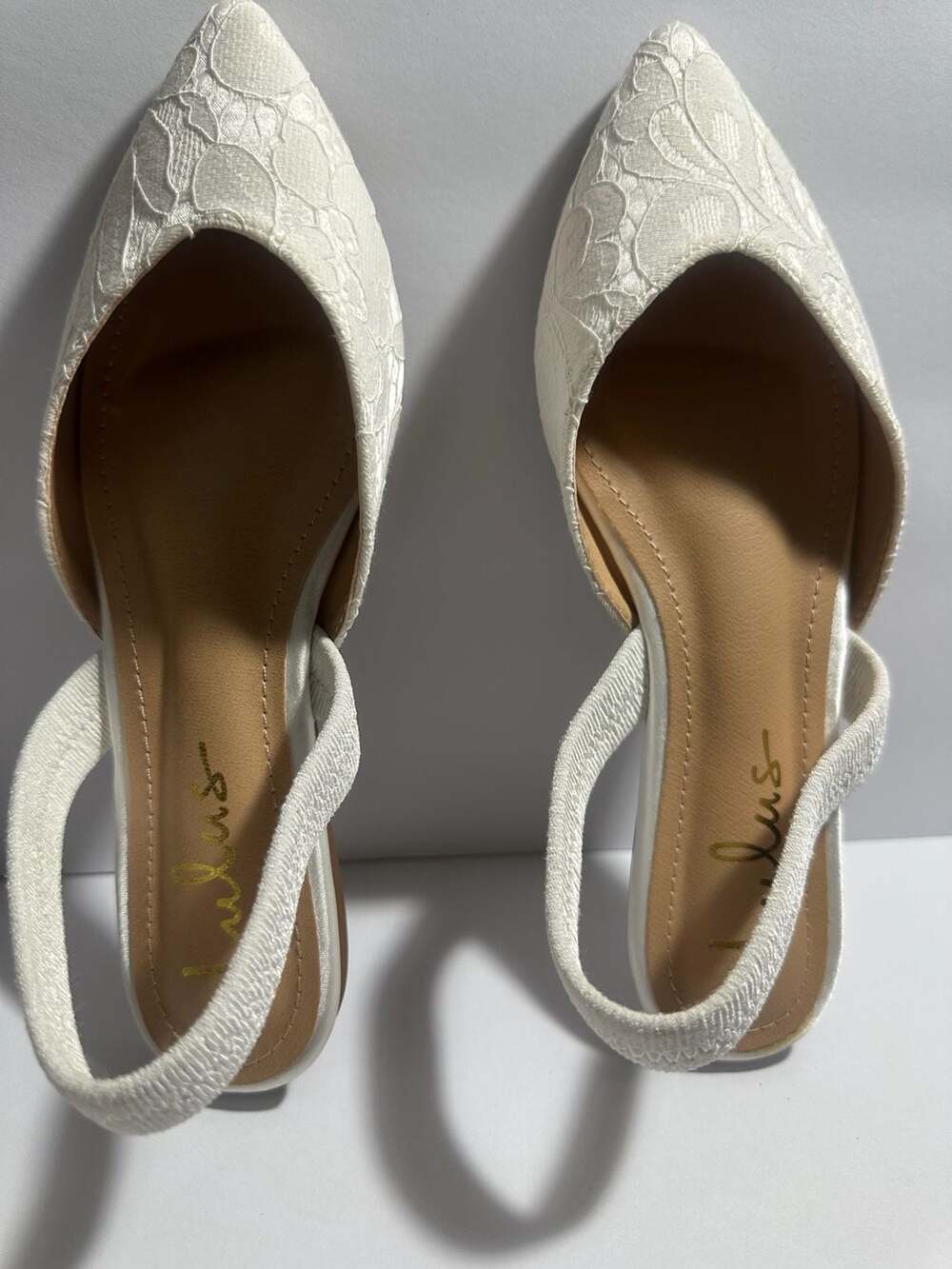 Lulus Adeline White Lace Pointed-Toe Slingback Flats Size 6